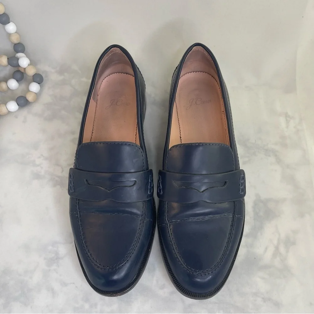 J. Crew Woman’s Navy Loafers leather upper size 7.5
